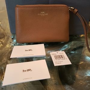 NWT Small Tan Coach Wristlet